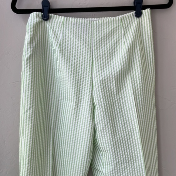 NWT RALPH LAUREN BLACK LABEL LIME WHITE SEERSUCKER ANKLE PANTS 6 - Picture 3 of 4